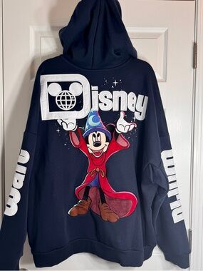 NWT Walt Disney World 2025 Sorcerer Mickey Navy Zip Hoodie - Fantasia 85th
XXL.